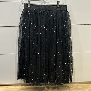 Hell Bunny Tulle 50’s infinity skirt - black w/ sparkly gold stars and moons